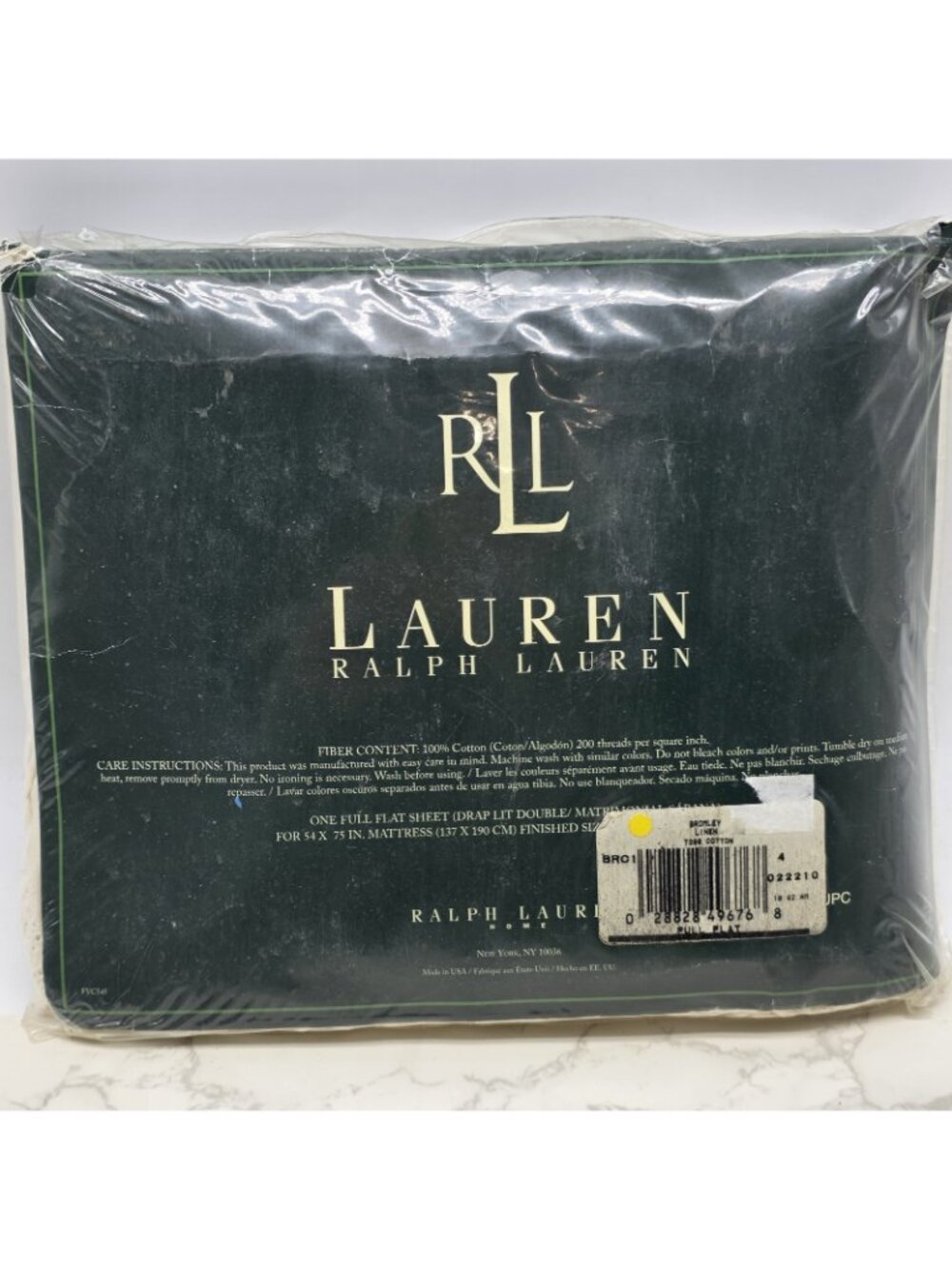 Ralph Lauren Vintage FULL Flat Sheet BROMLEY Linen Lace White Shabby Chic RARE - Picture 3 of 3